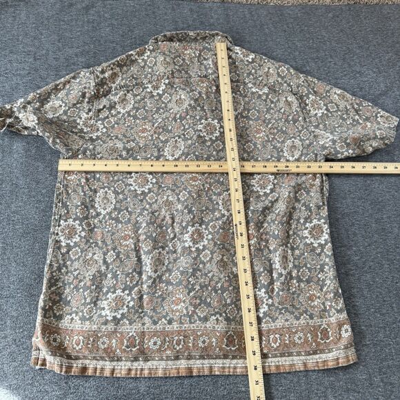 Abercrombie & Fitch Summer Linen Blend Shirt Mens XL Camp Button Up Brown AOP - Picture 7 of 7